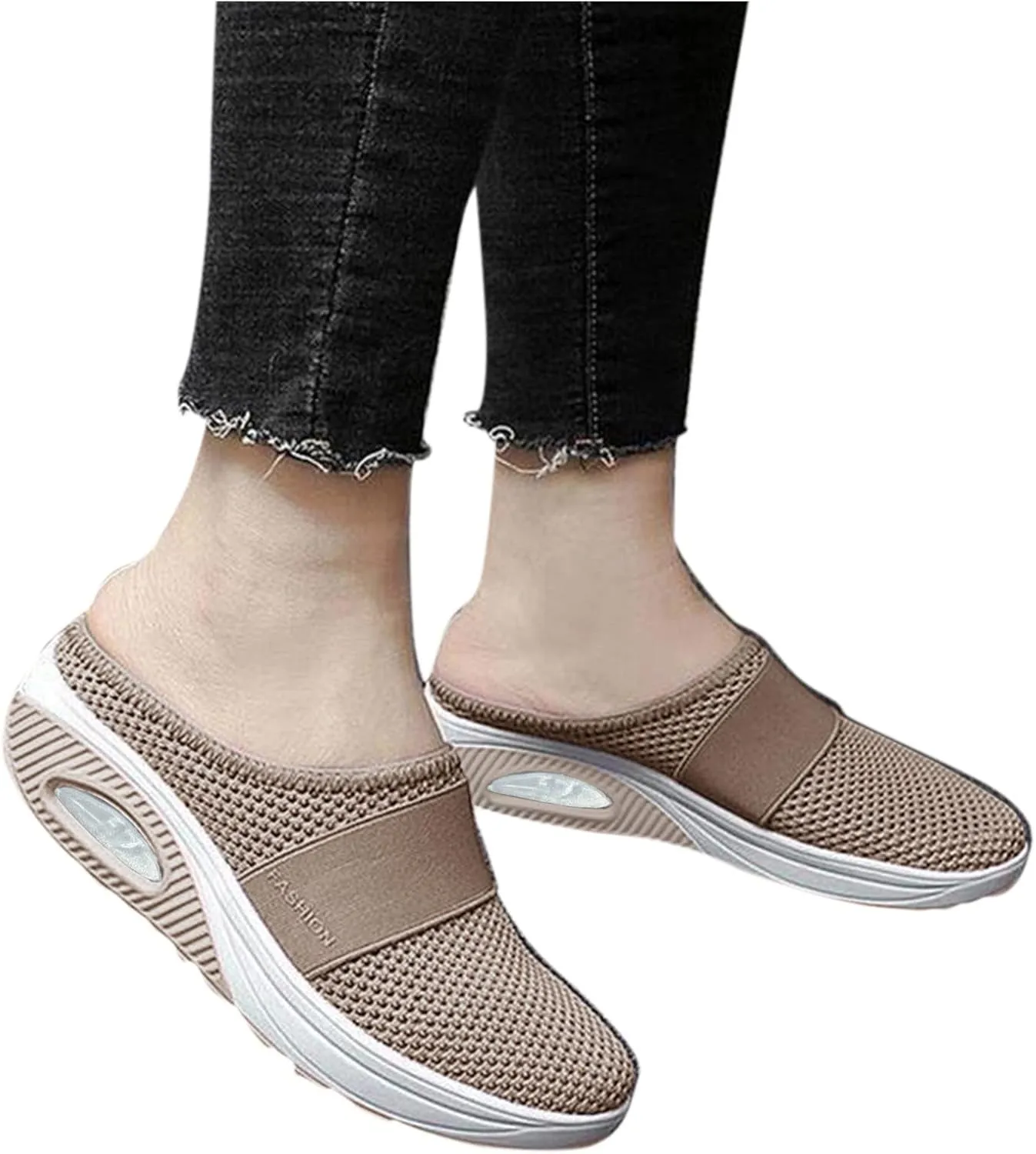Women's Backless Walking Sneakers Summer Slip-on Walking Shoes Women Fashion Casual Shoes Slip On Walking Sneakers Steel Toe Tennis Shoe Loafers Dress Shoe