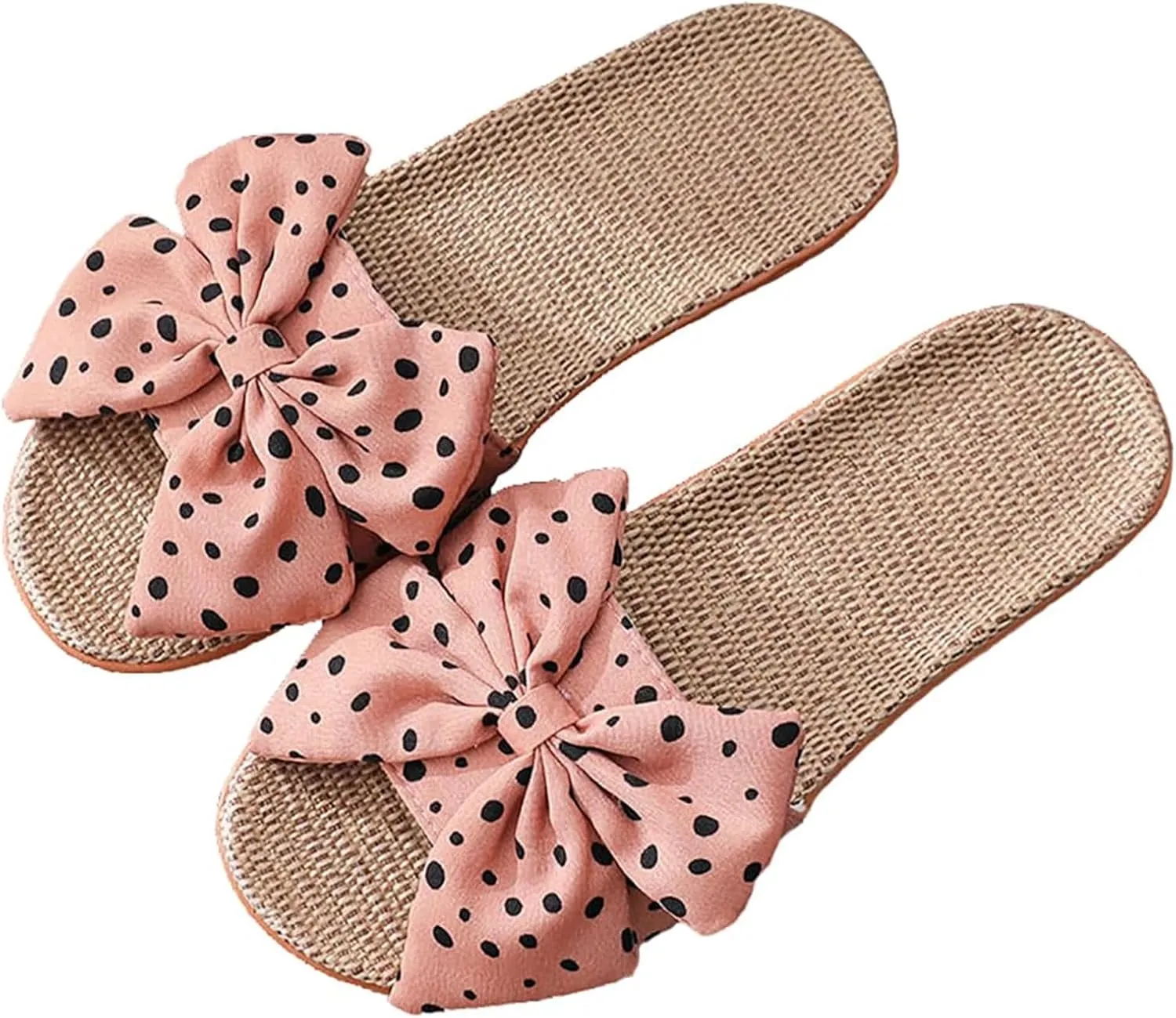 Women's Bow Knot Flat Sandals Breathable Summer House Slippers Casual Open Toe Slip On Sandal Non-Slip Cozy Indoor Slipper Flats Comfortable Beach Slide Sandals