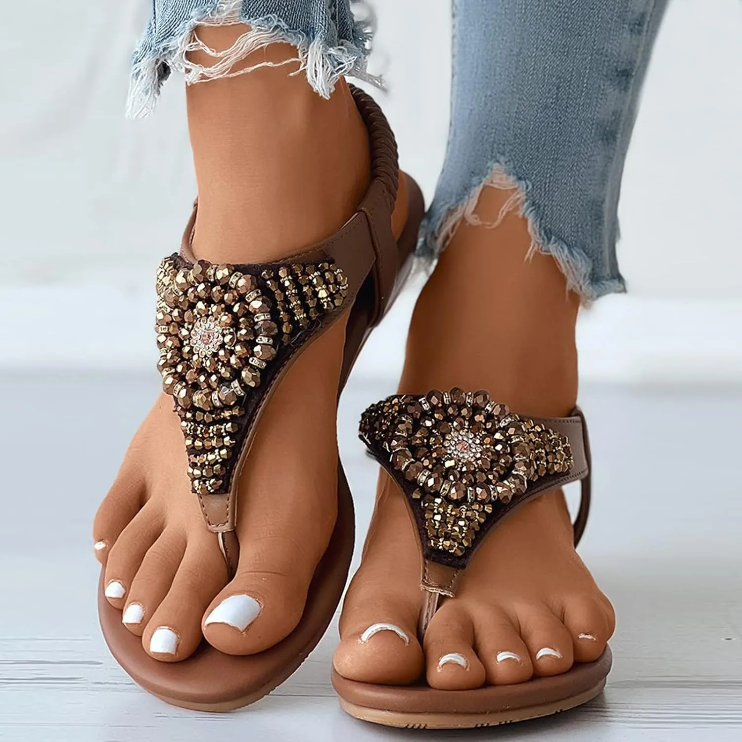 Women's Breathable Bohemian Sandals Comfortable Ankle Strap Outdoor Walking Shoes Elegant Sandals for Women