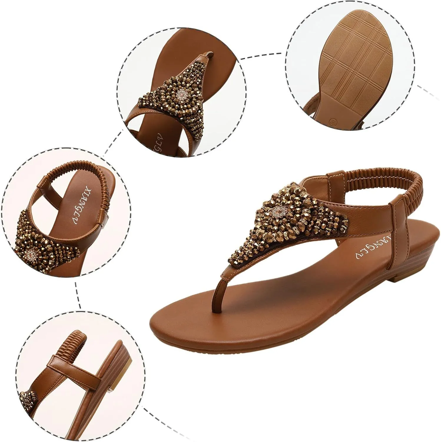 Women's Breathable Bohemian Sandals Comfortable Ankle Strap Outdoor Walking Shoes Elegant Sandals for Women