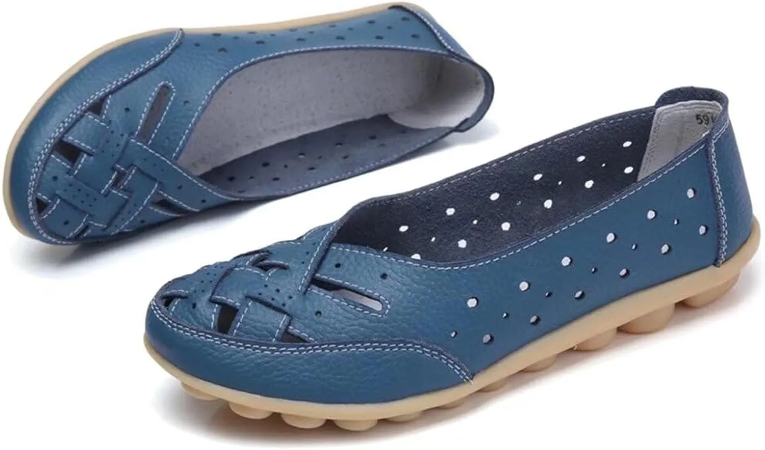 Women's Breathable Comfort Walking Office Flat Loafer Leather Flats Sandals, Slip-On Cutout Orthopedic Loafers for Women Fashion Casual Flats Comfortable Shoes Sandals