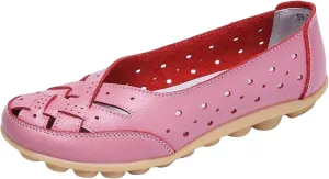 Women's Breathable Comfort Walking Office Flat Loafer Leather Flats Sandals, Slip-On Cutout Orthopedic Loafers for Women Fashion Casual Flats Comfortable Shoes Sandals