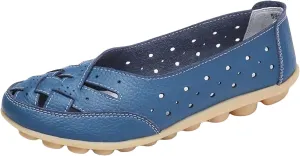 Women's Breathable Comfort Walking Office Flat Loafer Leather Flats Sandals, Slip-On Cutout Orthopedic Loafers for Women Fashion Casual Flats Comfortable Shoes Sandals