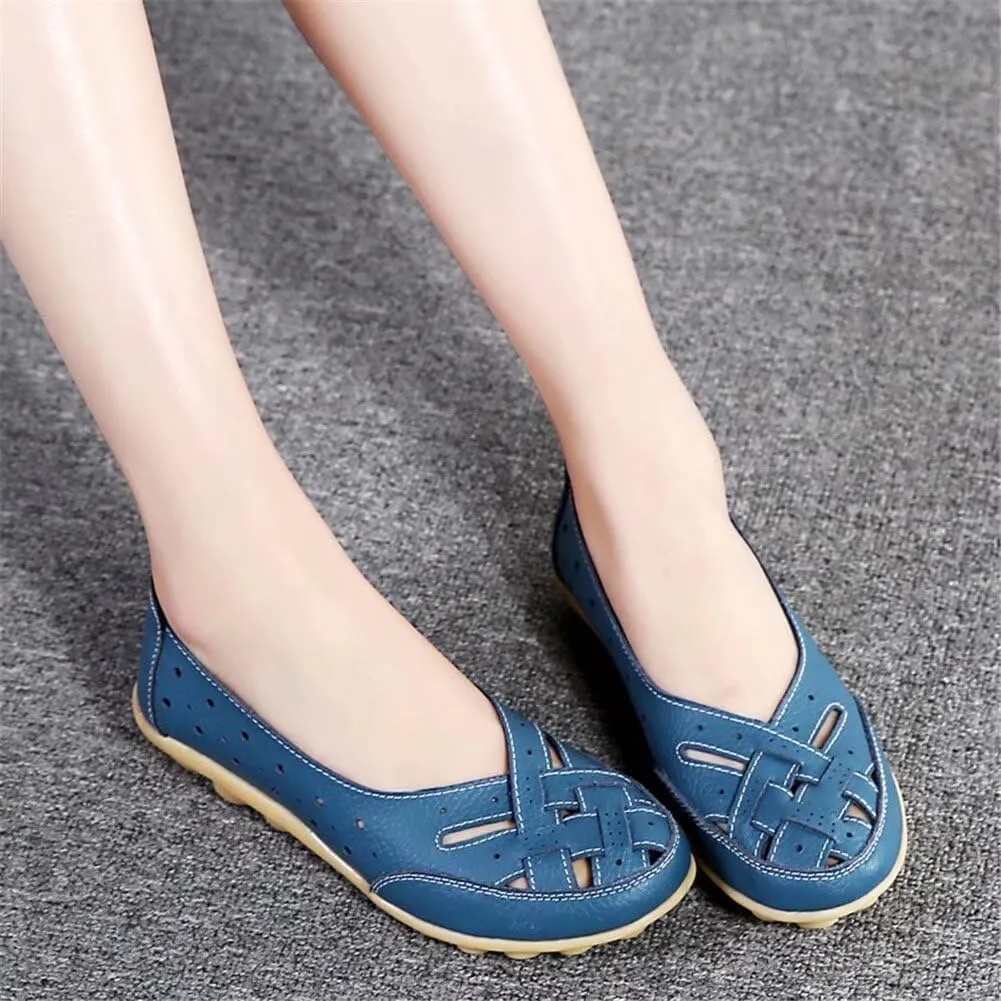 Women's Breathable Comfort Walking Office Flat Loafer Leather Flats Sandals, Slip-On Cutout Orthopedic Loafers for Women Fashion Casual Flats Comfortable Shoes Sandals
