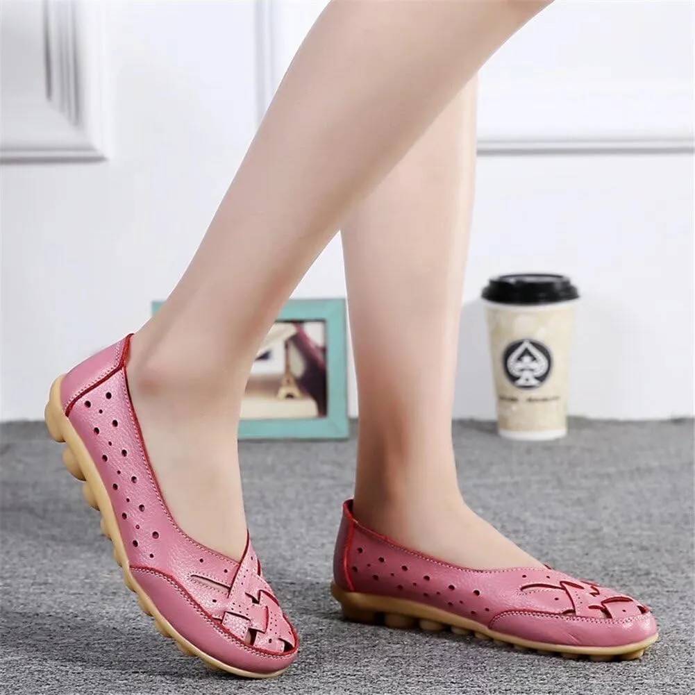 Women's Breathable Comfort Walking Office Flat Loafer Leather Flats Sandals, Slip-On Cutout Orthopedic Loafers for Women Fashion Casual Flats Comfortable Shoes Sandals
