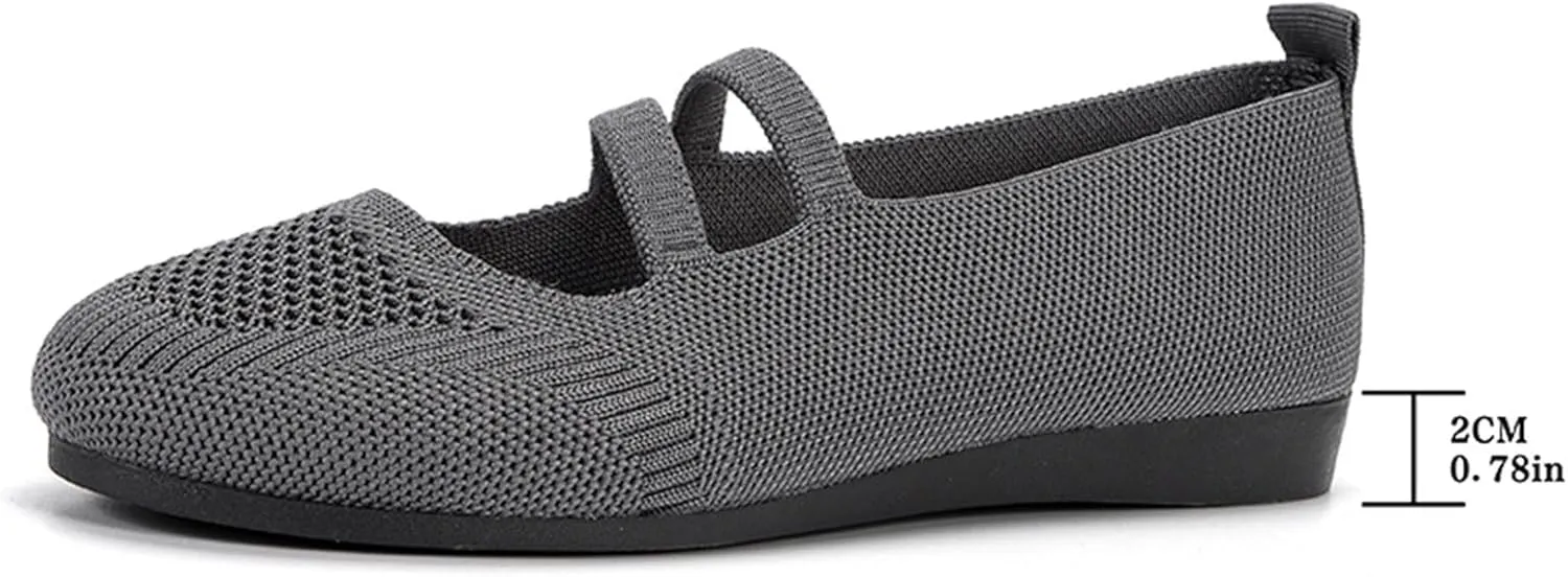 Women's Breathable Knitted Shoes Low Top Flat Casual Single Shoes Comfortable Lightweight Walking Shoes
