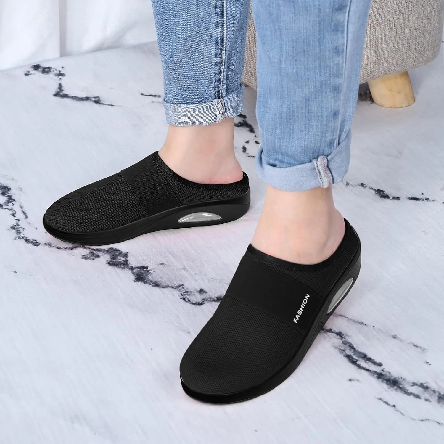 Womens Breathable Mesh Walking Mules Sneakers Tennis Shoes Men Food Service Shoes Dressy Casual Waterproof Sneakers Steel Toe Tennis Shoe Cross Trainer Shoe