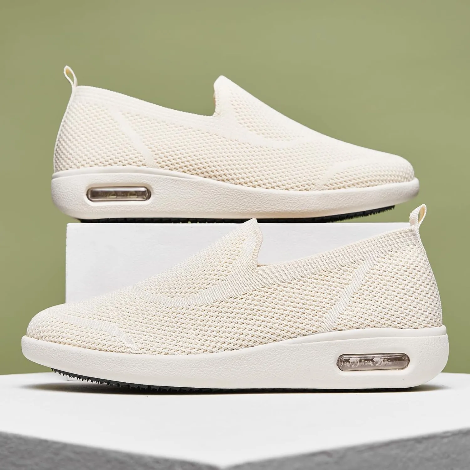 Women's Casual Walking Shoes, Breathable Knitted Upper, Anti Slip Sole with air Cushion, Fashionable and Simple Design