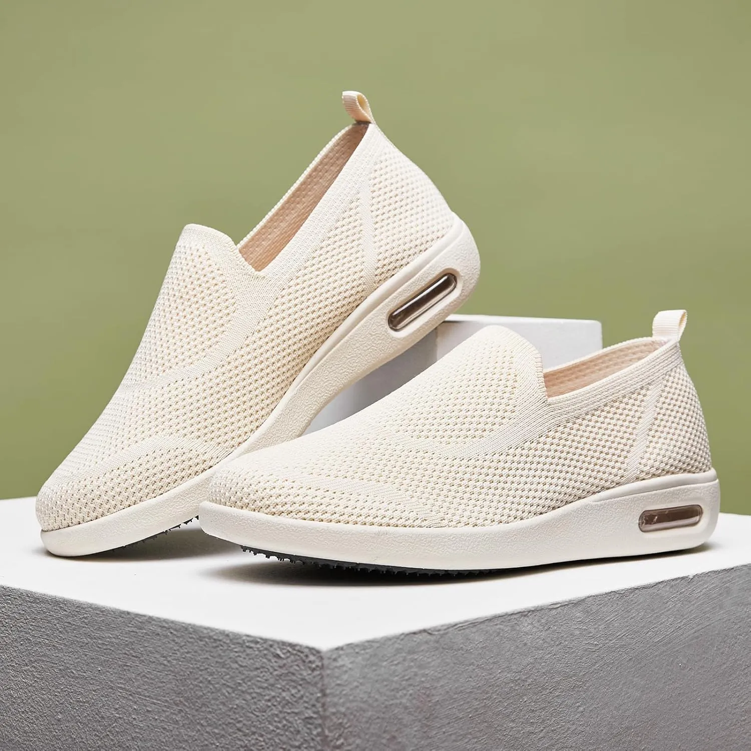 Women's Casual Walking Shoes, Breathable Knitted Upper, Anti Slip Sole with air Cushion, Fashionable and Simple Design