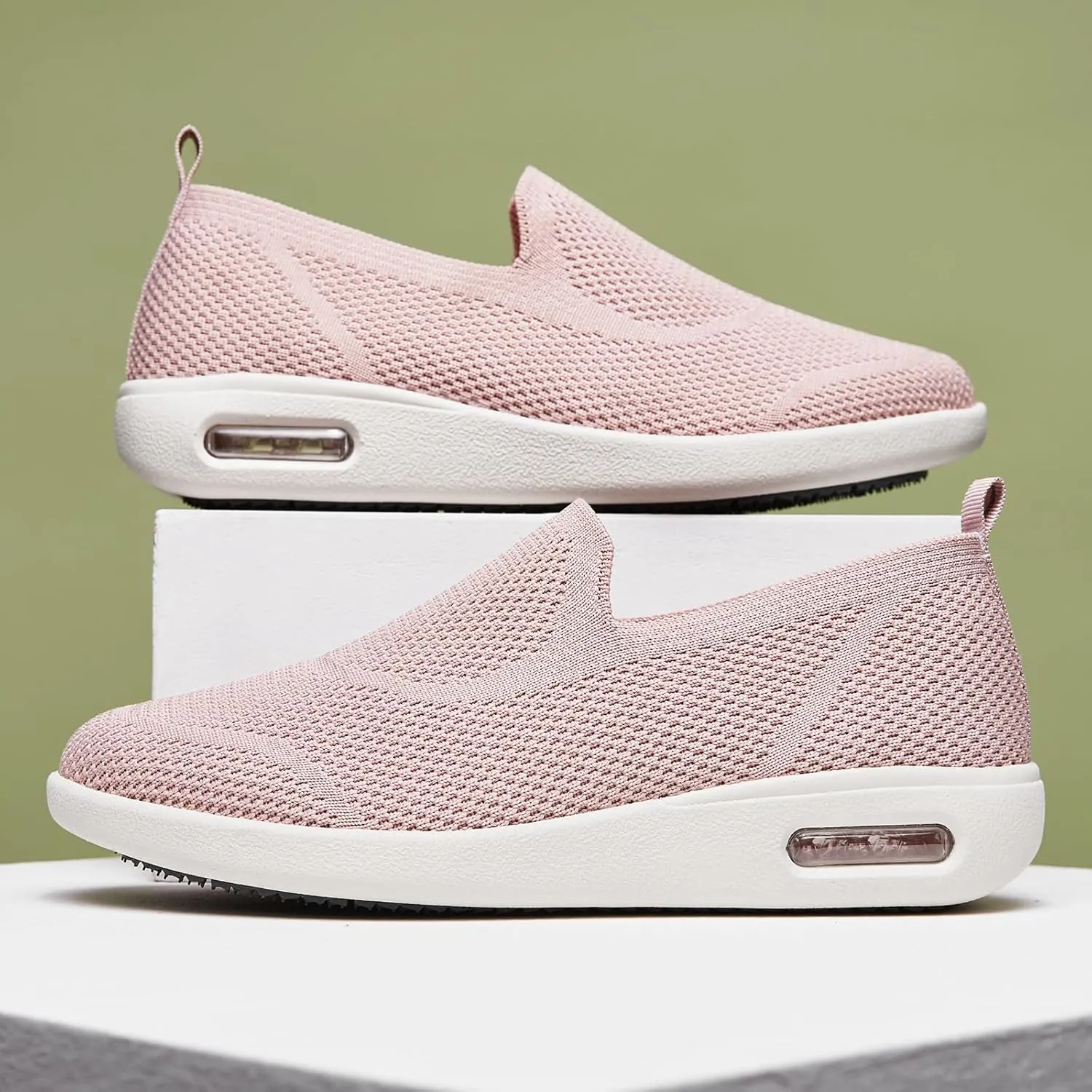 Women's Casual Walking Shoes, Breathable Knitted Upper, Anti Slip Sole with air Cushion, Fashionable and Simple Design