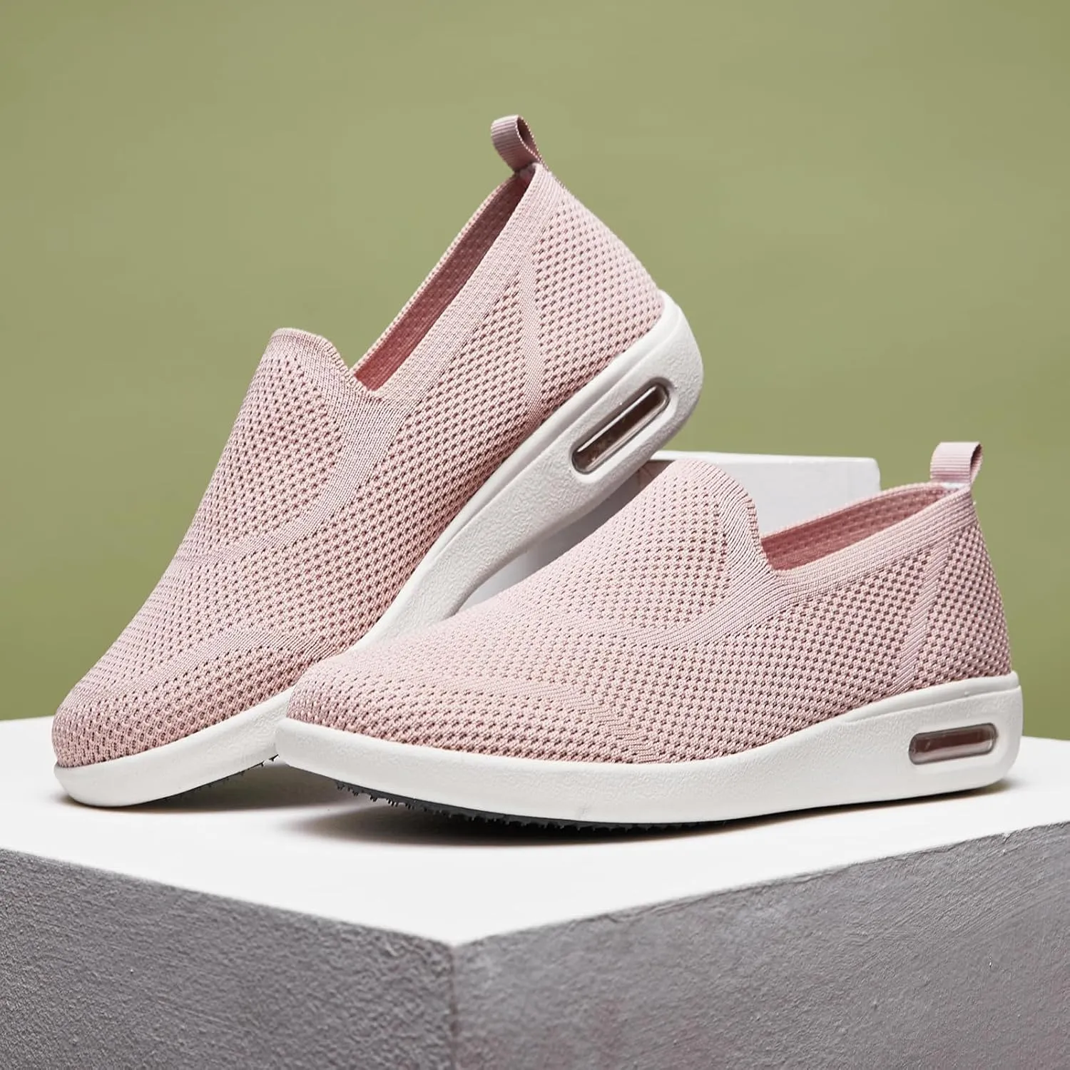Women's Casual Walking Shoes, Breathable Knitted Upper, Anti Slip Sole with air Cushion, Fashionable and Simple Design