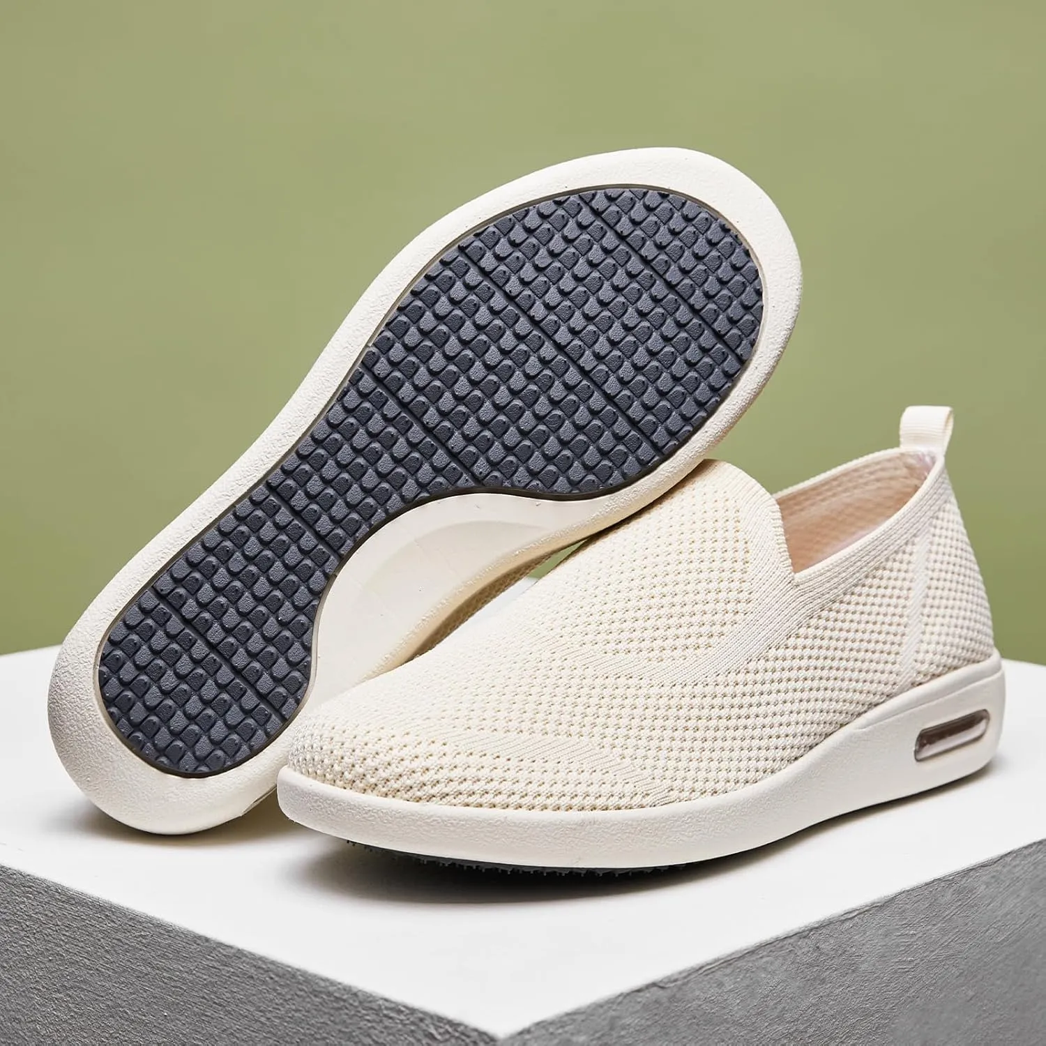 Women's Casual Walking Shoes, Breathable Knitted Upper, Anti Slip Sole with air Cushion, Fashionable and Simple Design