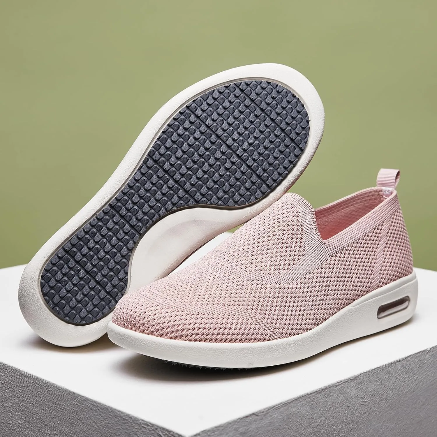 Women's Casual Walking Shoes, Breathable Knitted Upper, Anti Slip Sole with air Cushion, Fashionable and Simple Design