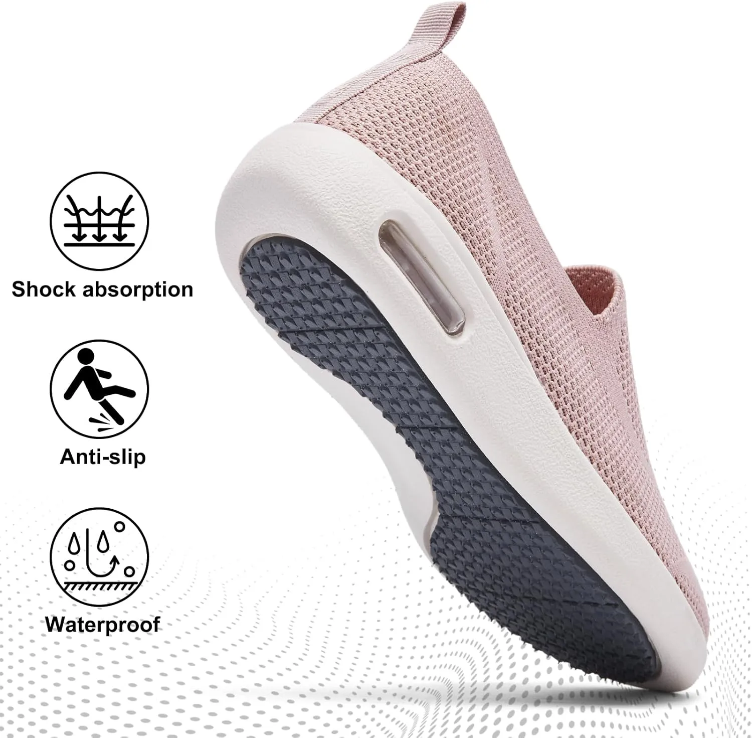 Women's Casual Walking Shoes, Breathable Knitted Upper, Anti Slip Sole with air Cushion, Fashionable and Simple Design