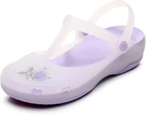 Women's Classic Transparent Garden Clogs Comfortable, Soft, and Non Slip Jelly Beach Sandals Outdoor Leisure Water Slippers