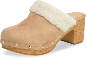 Women's Clog Mule Closed Toe Faux Wood Heel