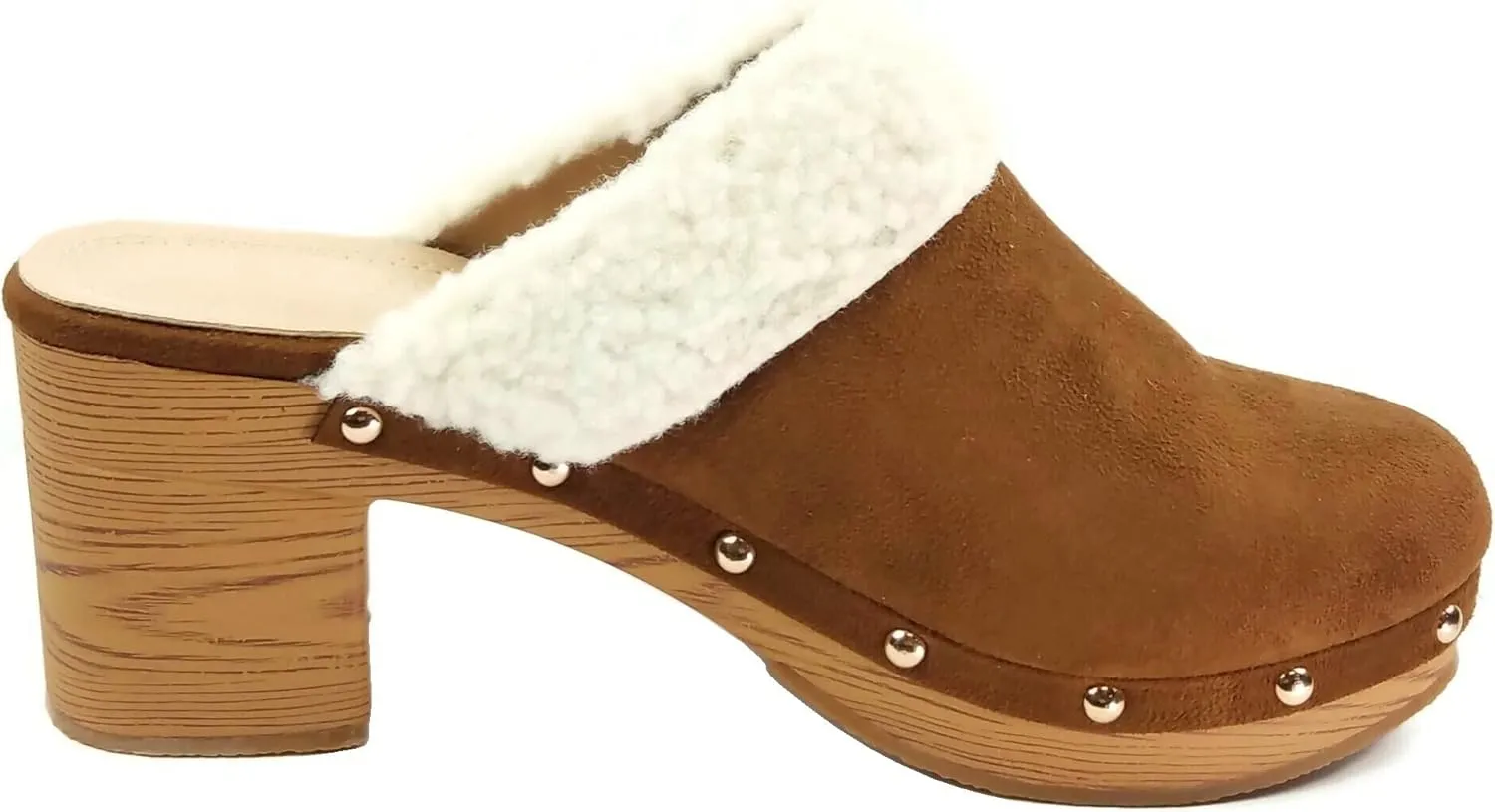 Women's Clog Mule Closed Toe Faux Wood Heel
