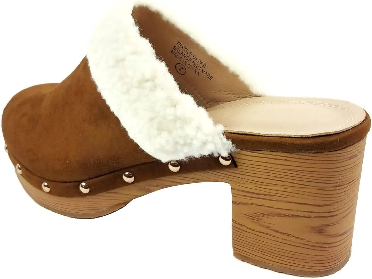 Women's Clog Mule Closed Toe Faux Wood Heel
