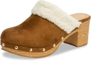 Women's Clog Mule Closed Toe Faux Wood Heel