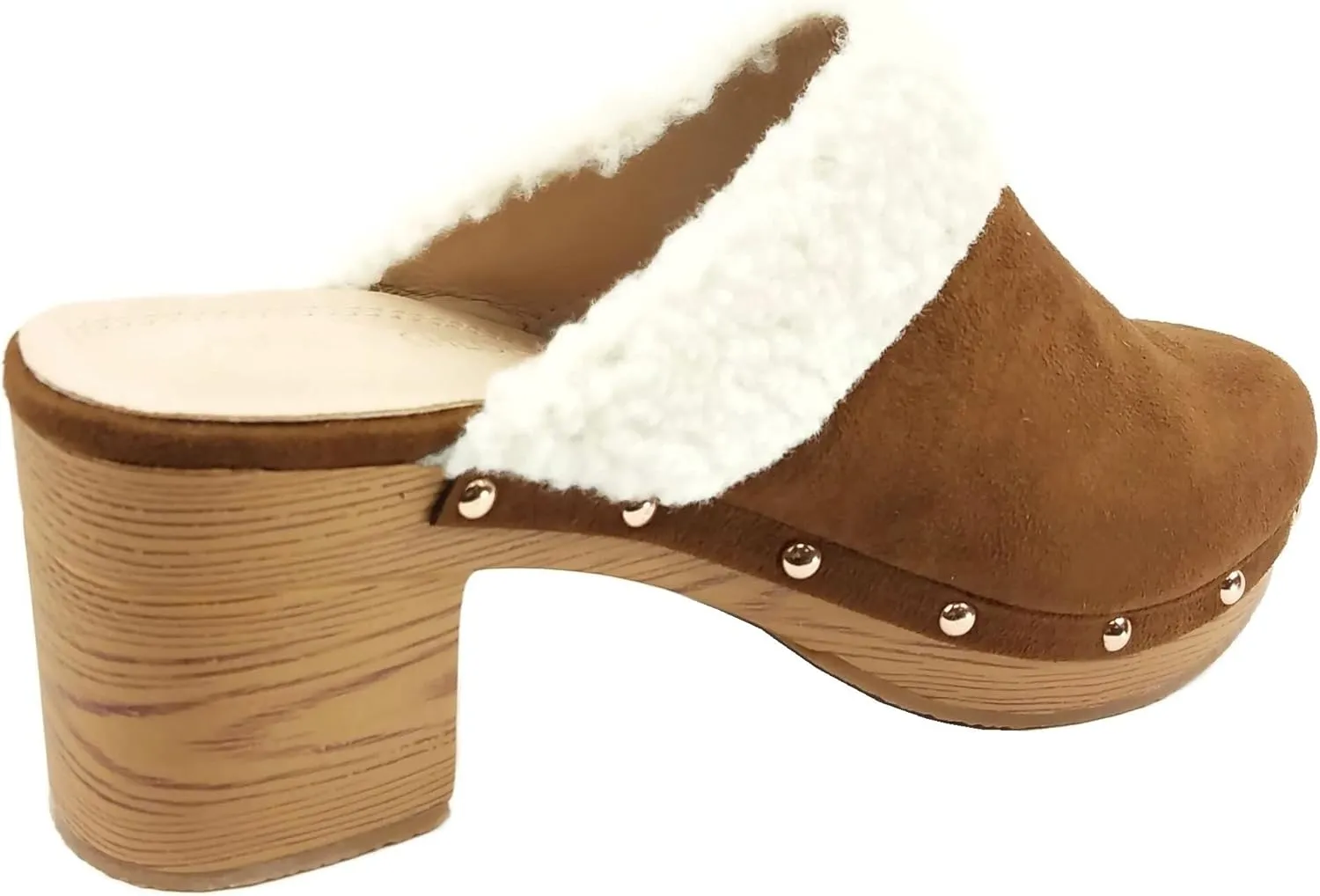 Women's Clog Mule Closed Toe Faux Wood Heel