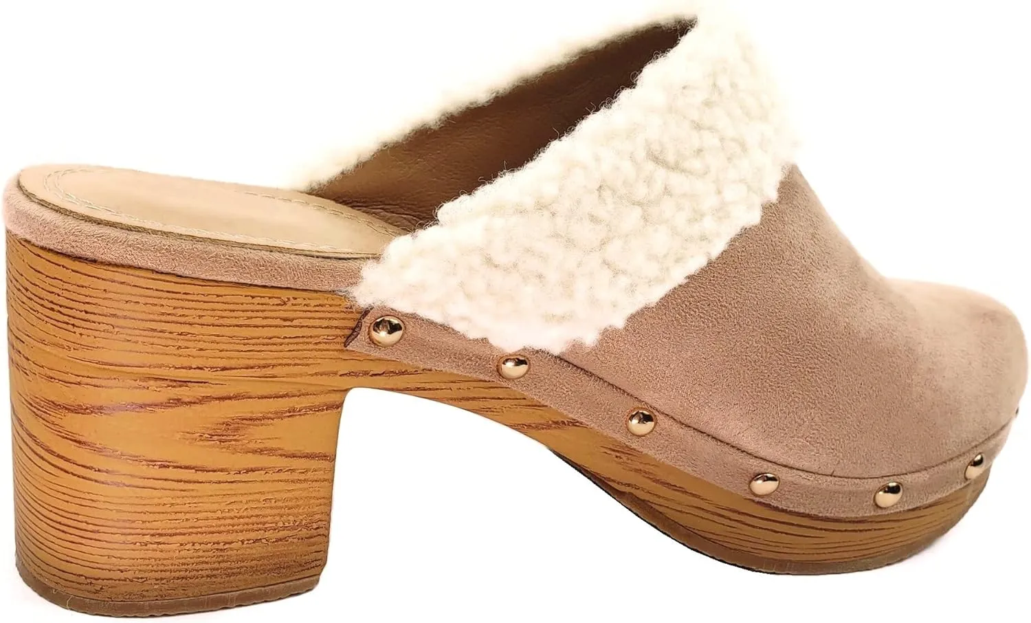 Women's Clog Mule Closed Toe Faux Wood Heel