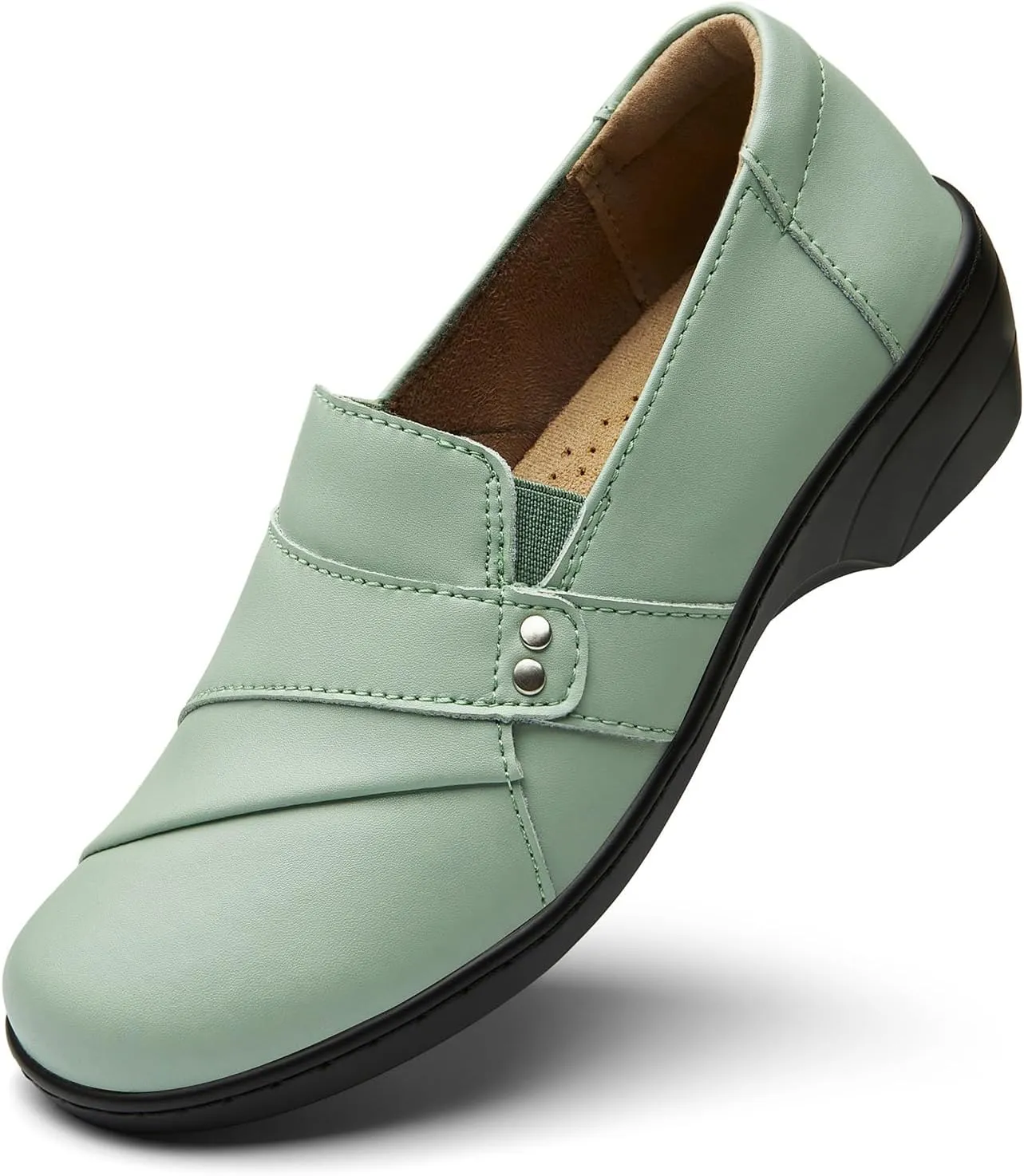 Women's Comfortable & Lightweight Leather Loafers Slip-Ons Stylish Business Casual Dress Shoes Work Office Everyday Walking Shoes for Women