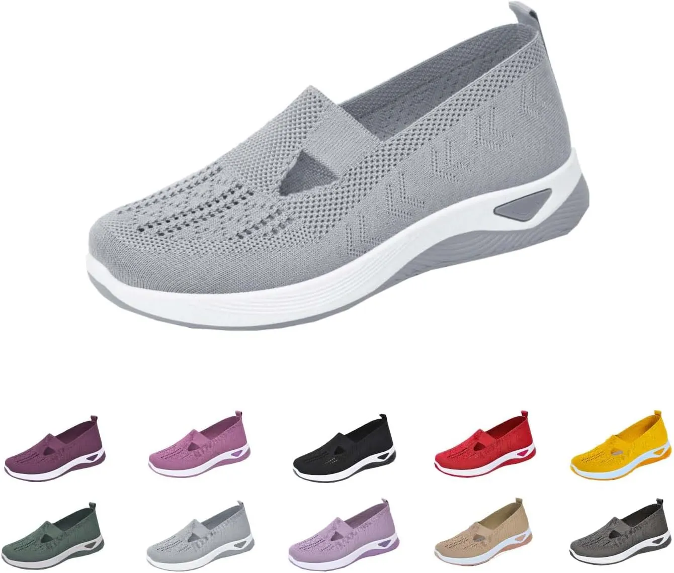 Women's Comfortable Breathable Knitted Sneakers,Women's Woven Orthopedic Breathable Soft Shoes,Hands Free Slip in Sneakers Arch Support