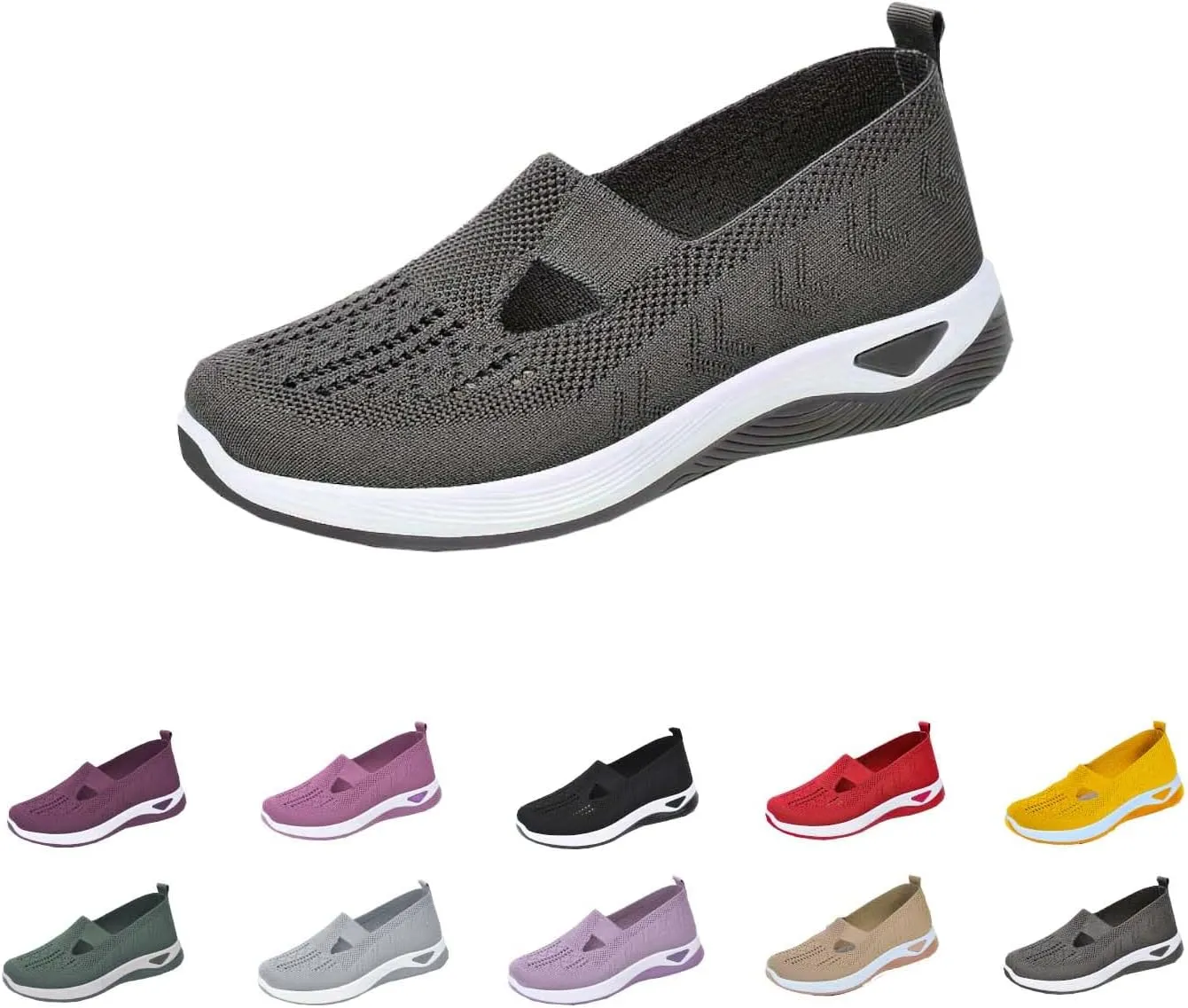 Women's Comfortable Breathable Knitted Sneakers,Women's Woven Orthopedic Breathable Soft Shoes,Hands Free Slip in Sneakers Arch Support