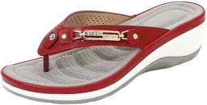 Womens Comfortable Flip Flops Cushion Arch Support Beach Sandal Low Wedge Thong Sandals Walking Lightweight Non-Slip Slippers