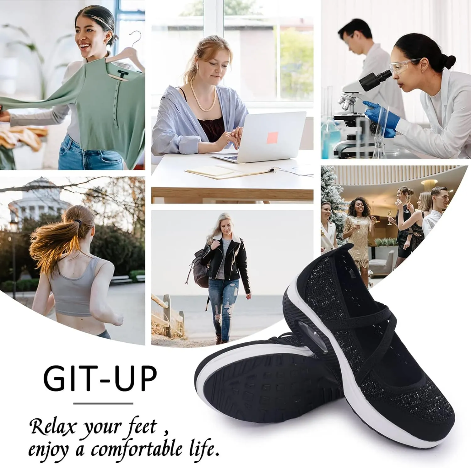Women's Comfortable Working Nurse Shoes Non-Slip Adjustable Breathable Walking Buffer Fitness Casual Nursing Orthotic Lightweight Shoes Arthritis, Diabetes Heel Pain