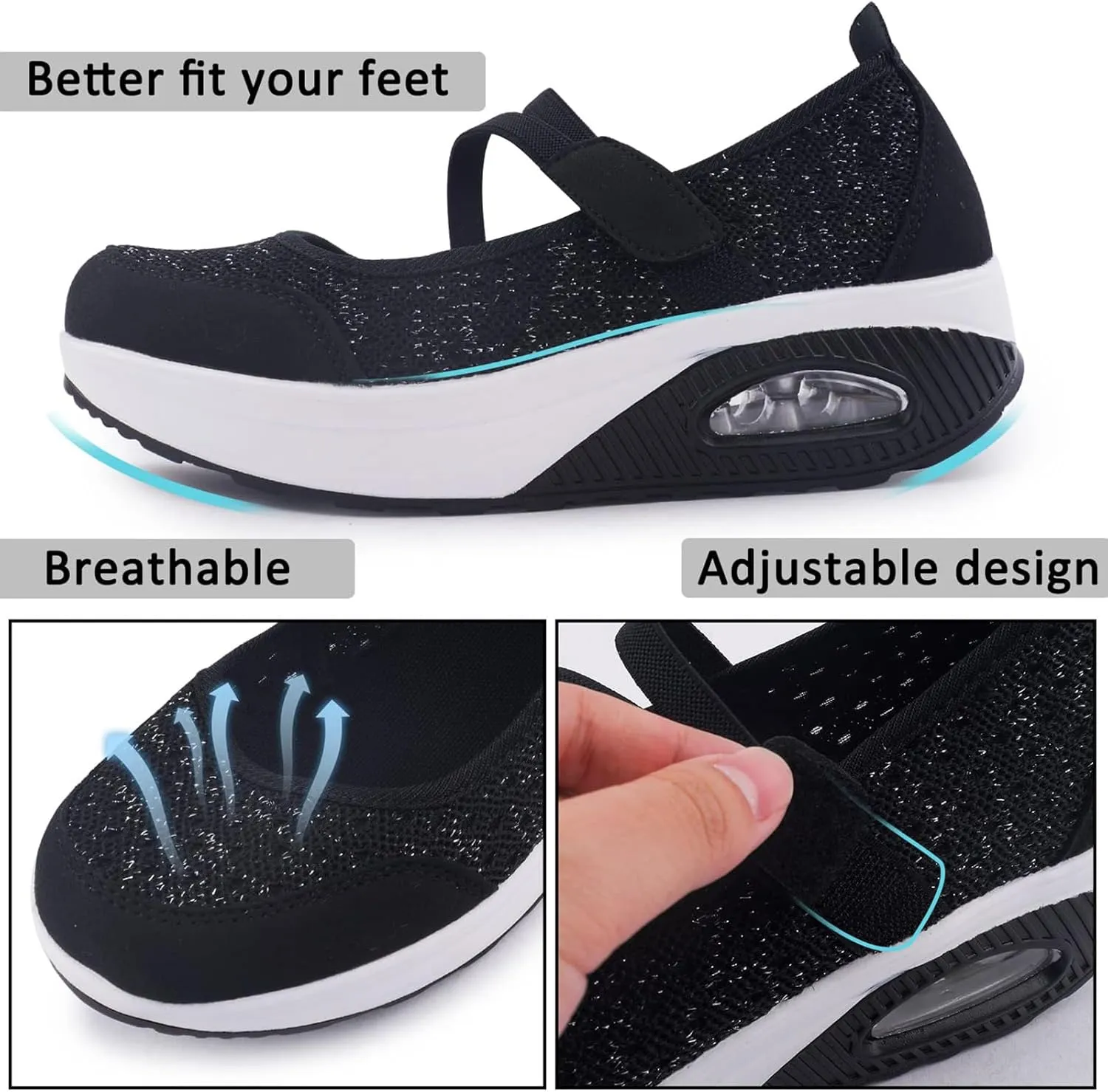 Women's Comfortable Working Nurse Shoes Non-Slip Adjustable Breathable Walking Buffer Fitness Casual Nursing Orthotic Lightweight Shoes Arthritis, Diabetes Heel Pain