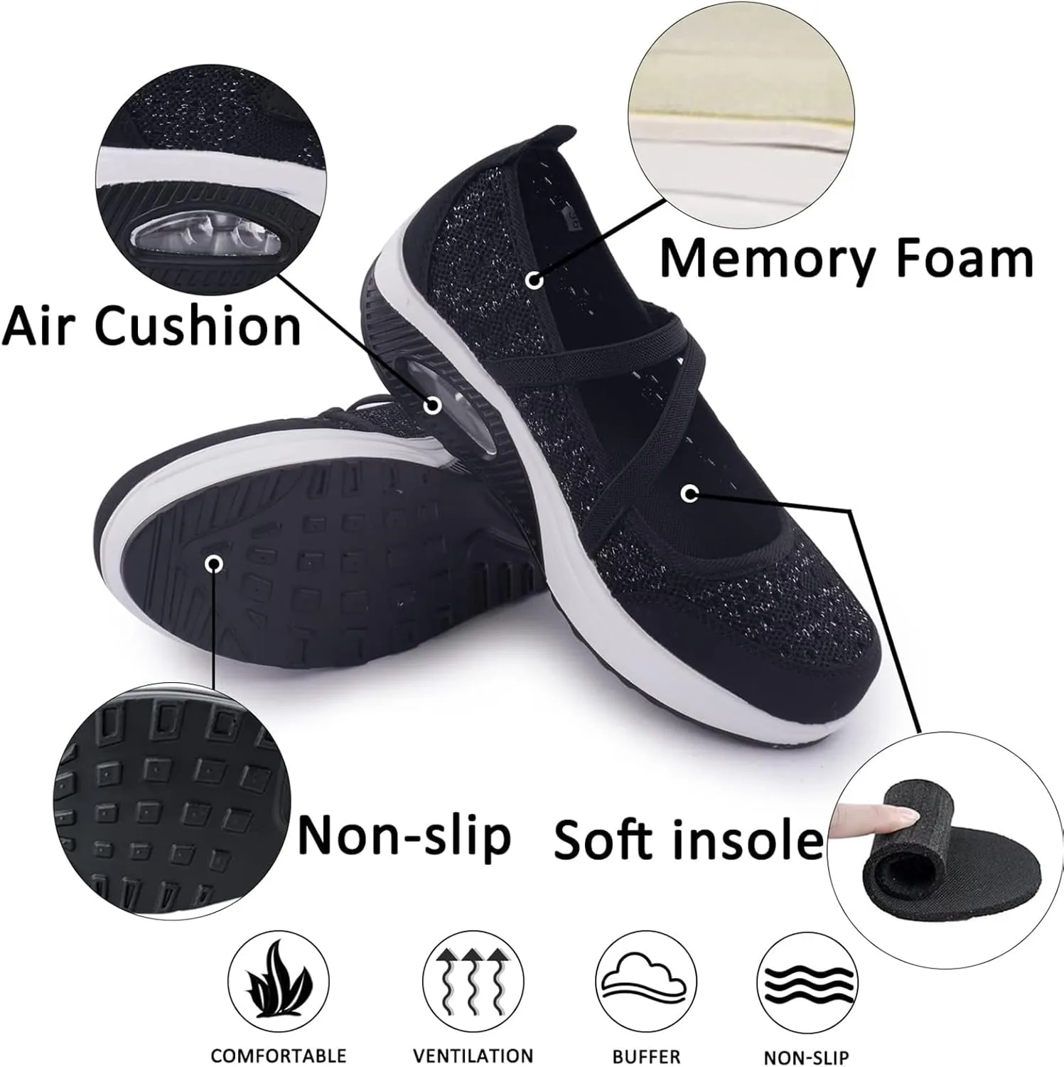 Women's Comfortable Working Nurse Shoes Non-Slip Adjustable Breathable Walking Buffer Fitness Casual Nursing Orthotic Lightweight Shoes Arthritis, Diabetes Heel Pain