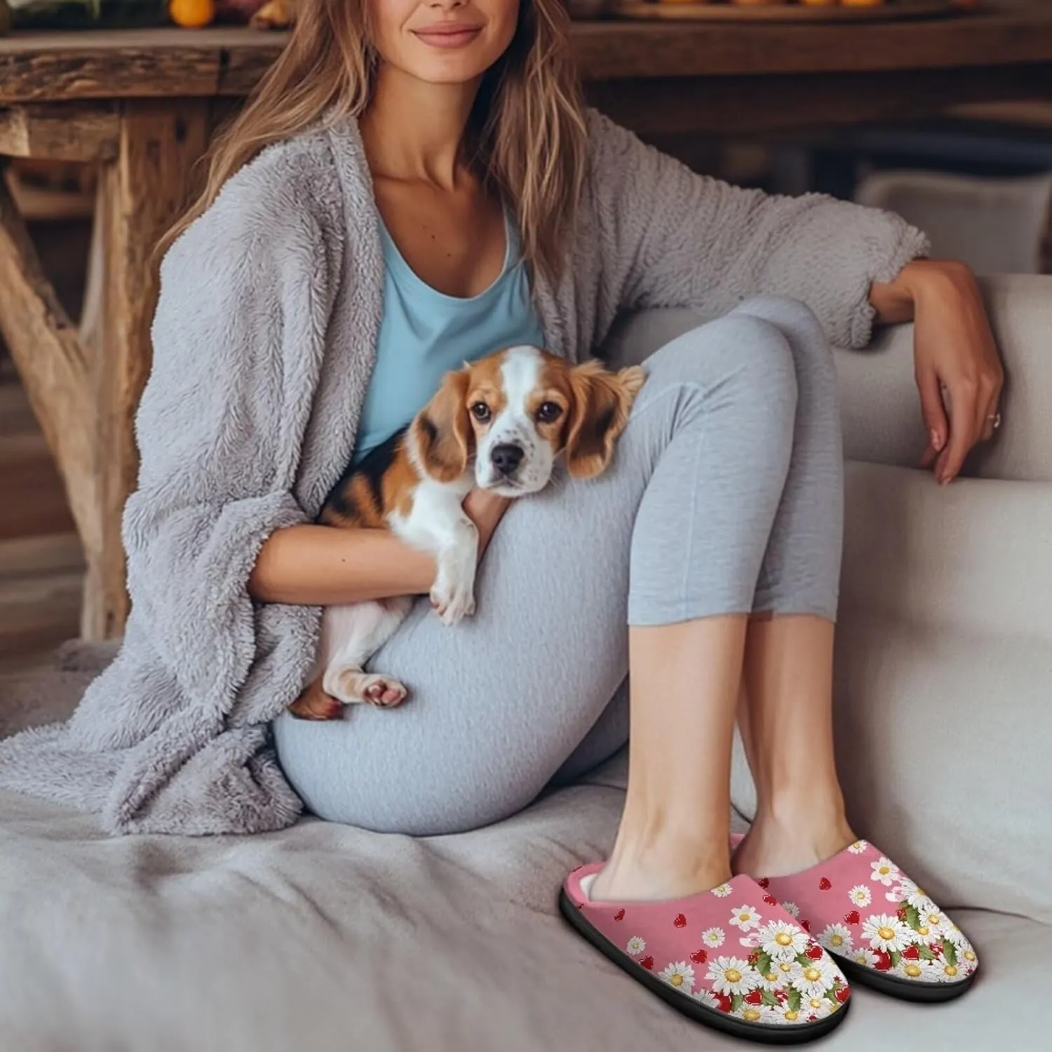 Women's Cotton Slipper Warm Cozy Fuzzy Furry Winter Slipper Non-Slip Plush House Slipper for Women US 3-13