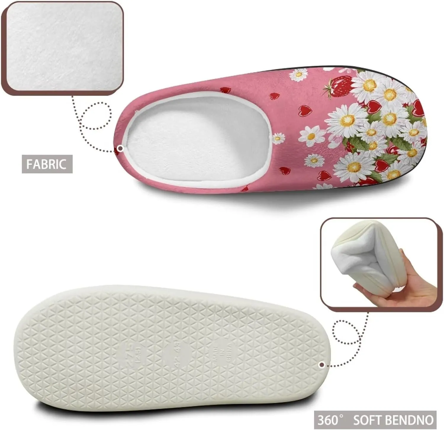 Women's Cotton Slipper Warm Cozy Fuzzy Furry Winter Slipper Non-Slip Plush House Slipper for Women US 3-13
