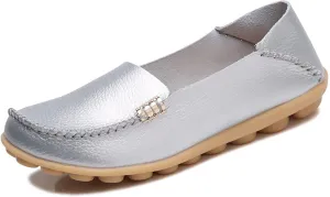Women's Cowhide Casual Slipper Loafers Moccasin Driving Shoes Flat Slip On