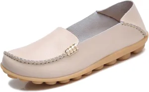 Women's Cowhide Casual Slipper Loafers Moccasin Driving Shoes Flat Slip On