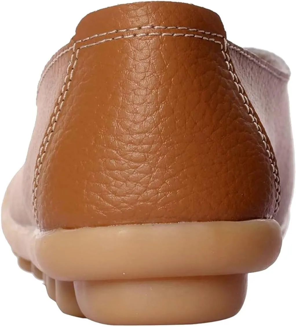 Women's Cowhide Leather Loafers Flats Sandals Slip-On
