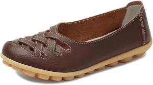 Women's Cowhide Leather Loafers Flats Sandals Slip-On
