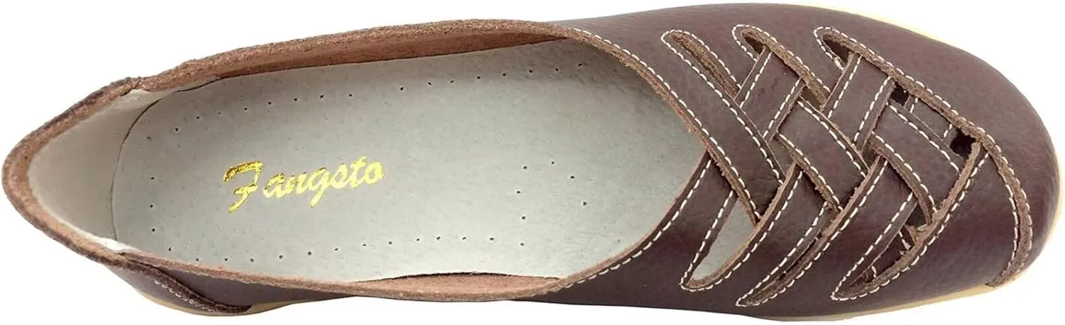 Women's Cowhide Leather Loafers Flats Sandals Slip-On