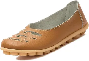 Women's Cowhide Leather Loafers Flats Sandals Slip-On
