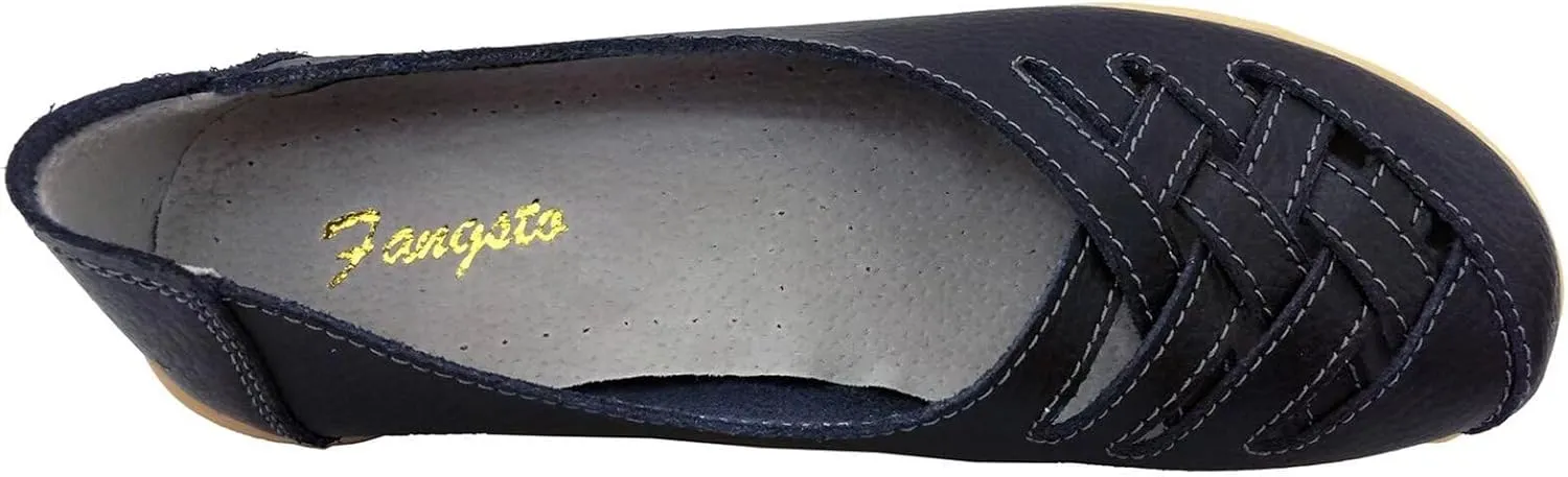 Women's Cowhide Leather Loafers Flats Sandals Slip-On