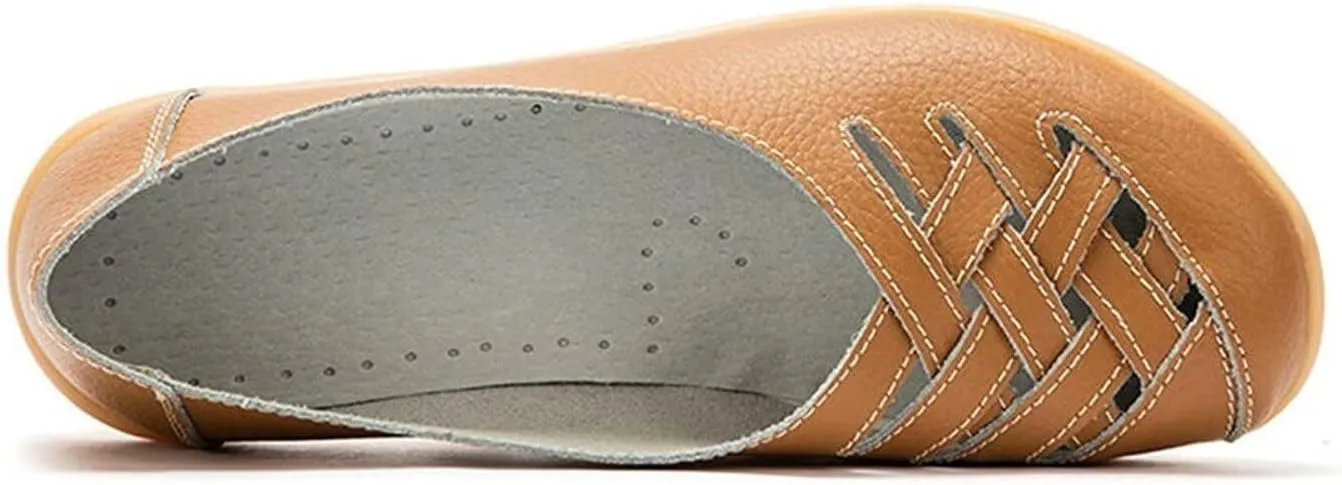 Women's Cowhide Leather Loafers Flats Sandals Slip-On