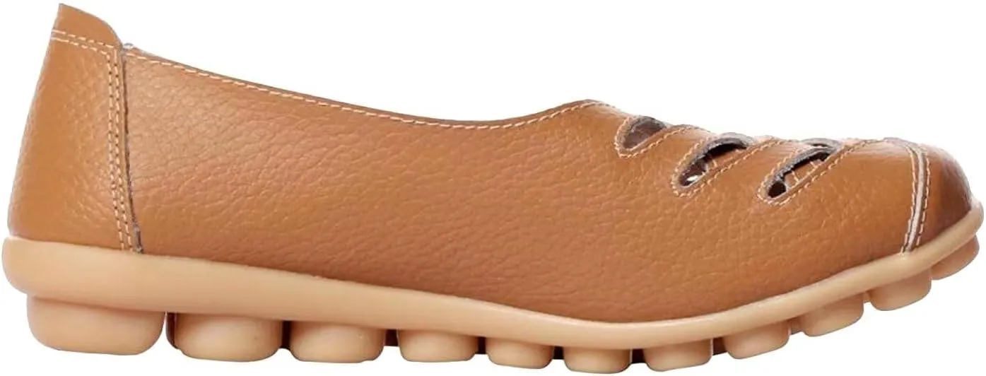 Women's Cowhide Leather Loafers Flats Sandals Slip-On