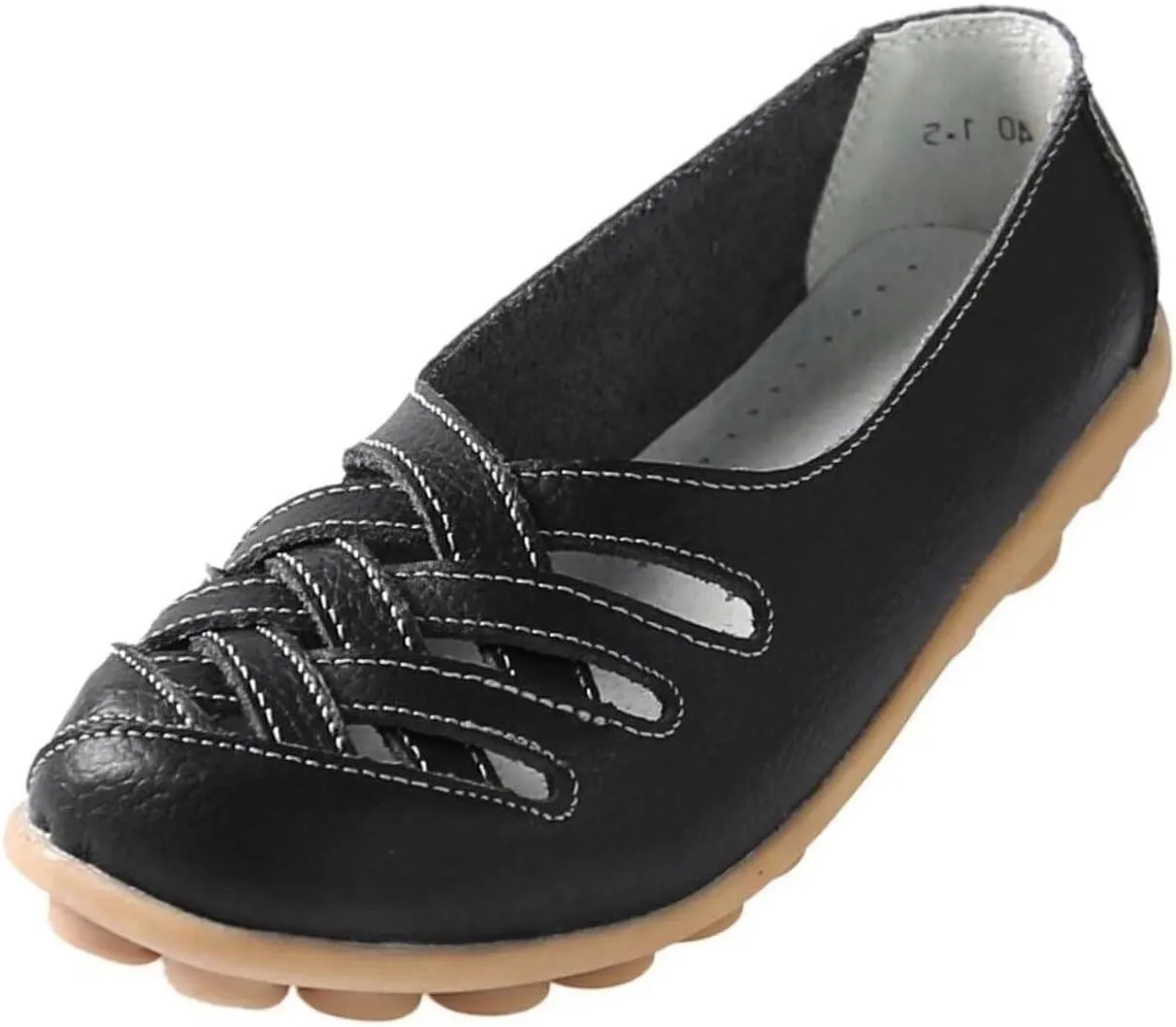 Women's Cowhide Leather Loafers Flats Sandals Slip-On