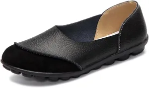 Women's Cowhide Leather Slip-On Moccasins Shoes Flat Slipper Loafers