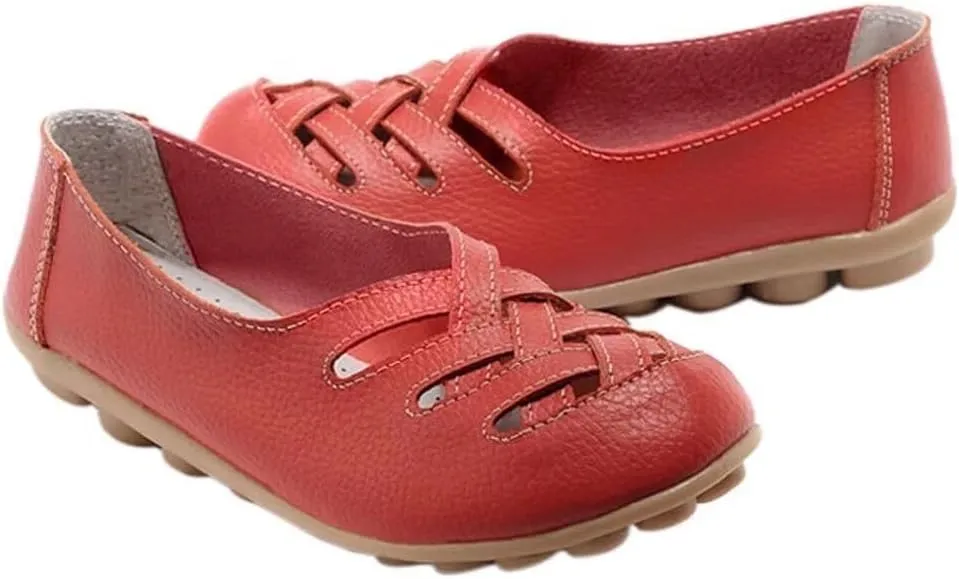Women's Cowhide Loafers Flats Sandals Slip-On Driving Shoes