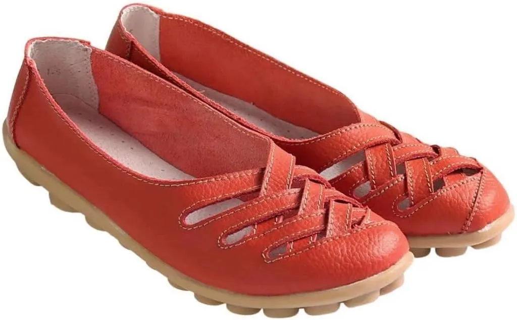 Women's Cowhide Loafers Flats Sandals Slip-On Driving Shoes