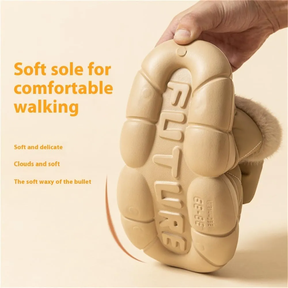 Women's Cute Bowknot Design Plush Lined Slipper, Bow Slippers, Bowknot Slippers, Winter Warm Anti-Skid Waterproof