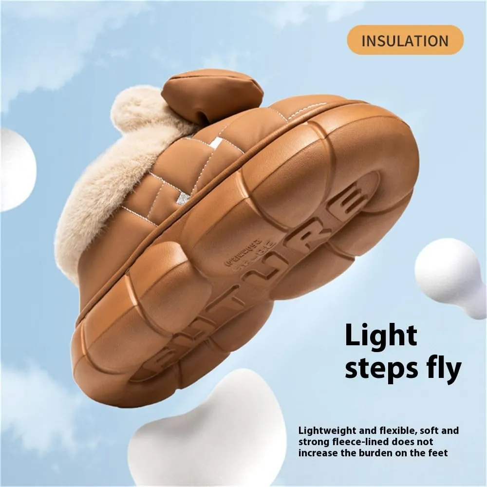 Women's Cute Bowknot Design Plush Lined Slipper, Bow Slippers, Bowknot Slippers, Winter Warm Anti-Skid Waterproof