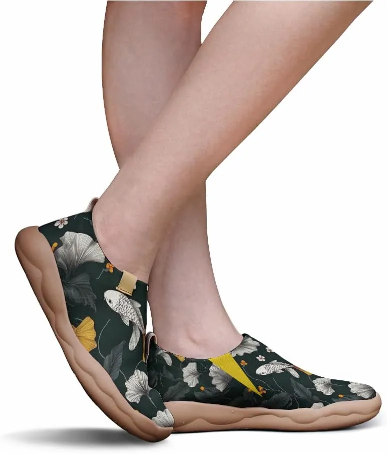 Women's Fashion Floral Breathable Painted Knitted Slip-On Loafers Casual Breathable Travel Shoes